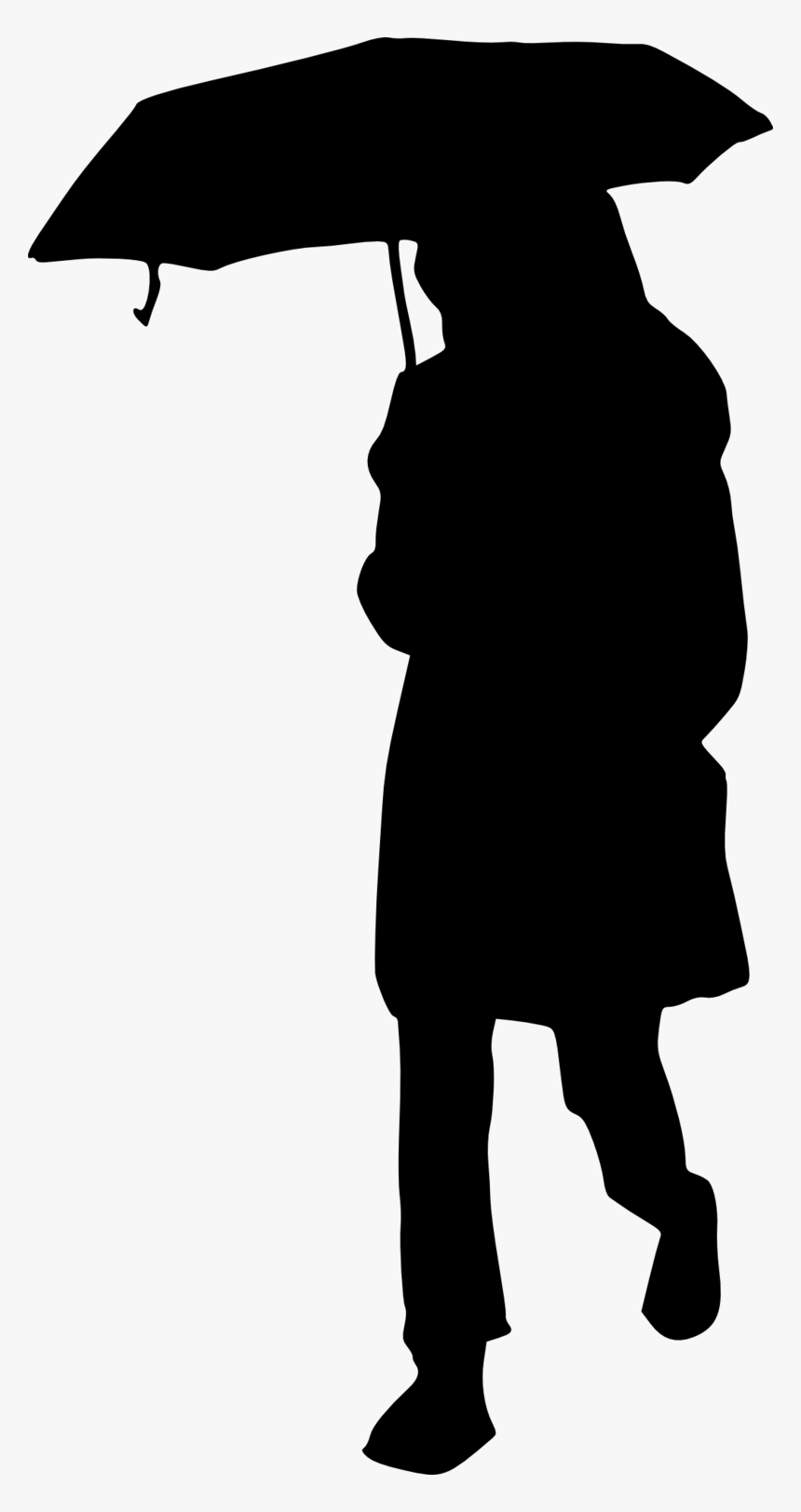 Clip Art Silhouettes Girl With Umbrella, HD Png Download