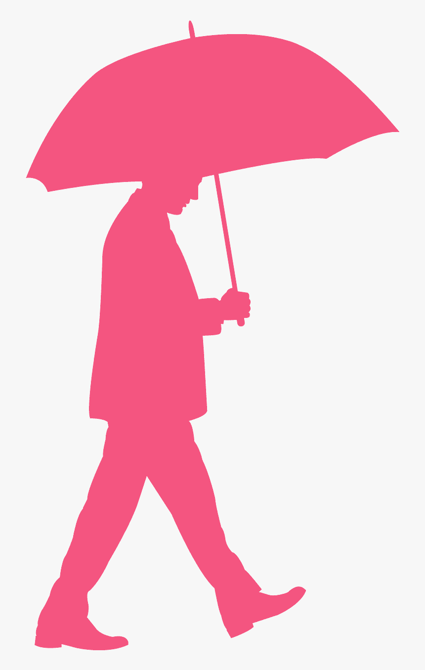 Man Walking With Umbrella Silhouette, HD Png Download