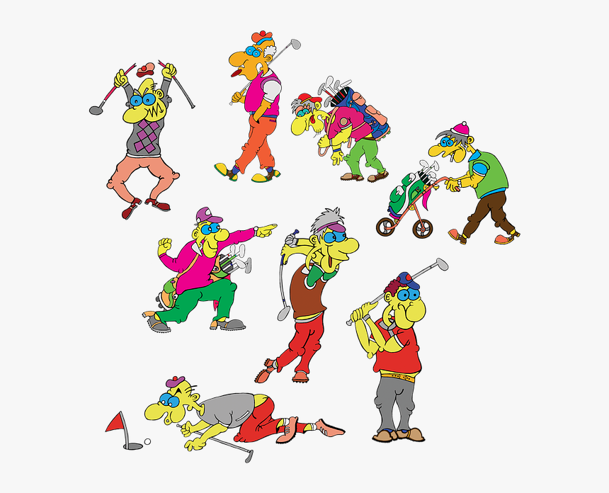 Golfers, Athletes, The Form Of, Drawing, Players - Kreslený Športovci, HD Png Download