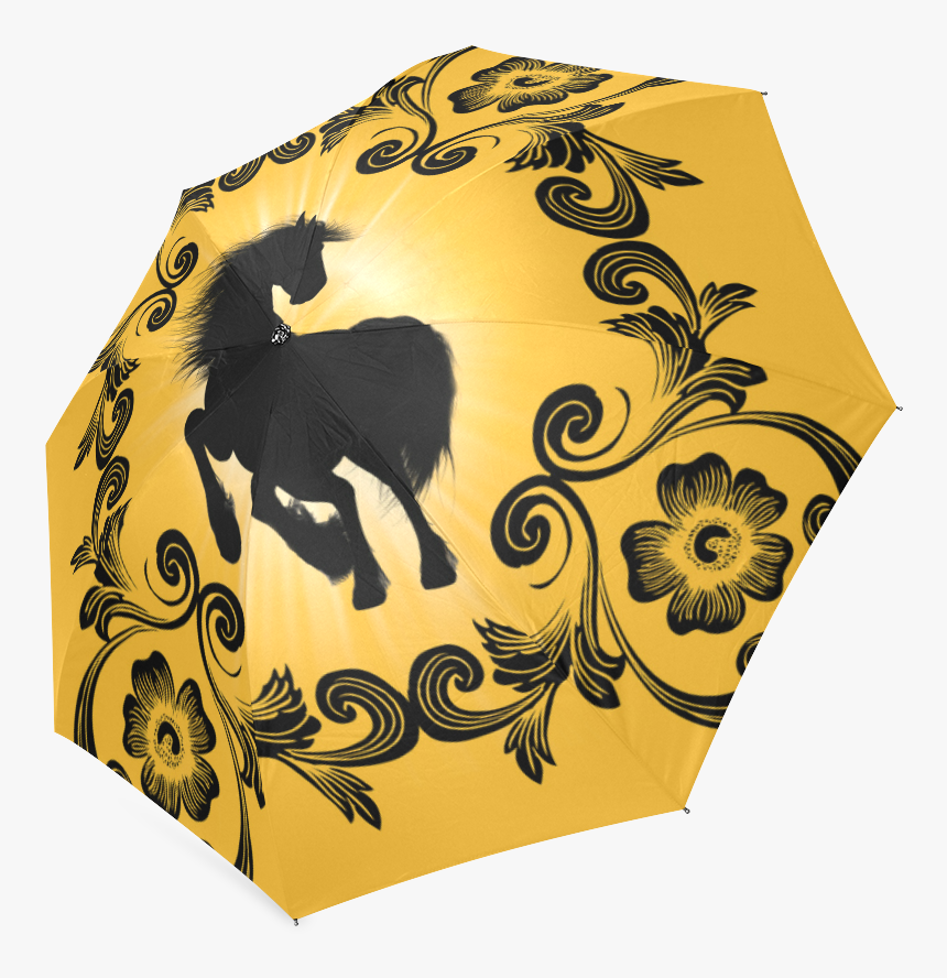 Black Horse Silhouette Foldable Umbrella - Indian Elephant, HD Png Download