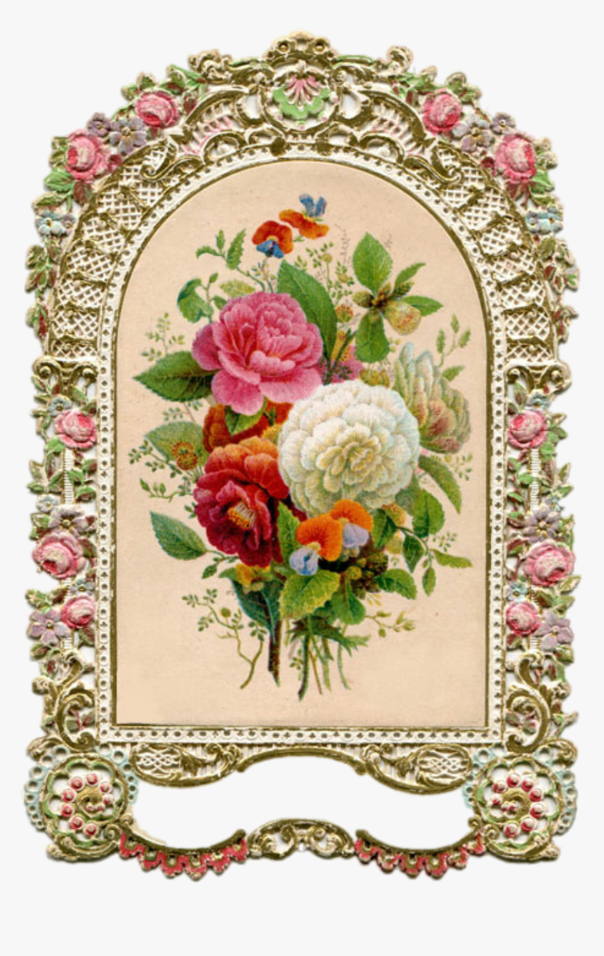 Recargado, Vintage, Marco, Oro, Rosas, Bouquet - Gold Vintage Ovel Frame, HD Png Download