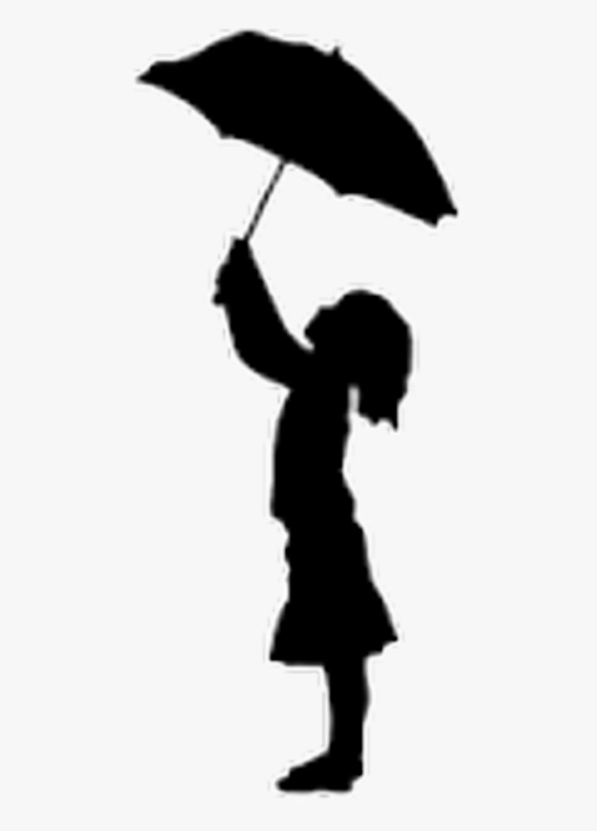 Silhouette Girl Holding Umbrella Clipart , Png Download - Person With Umbrella Silhouette, Transparent Png