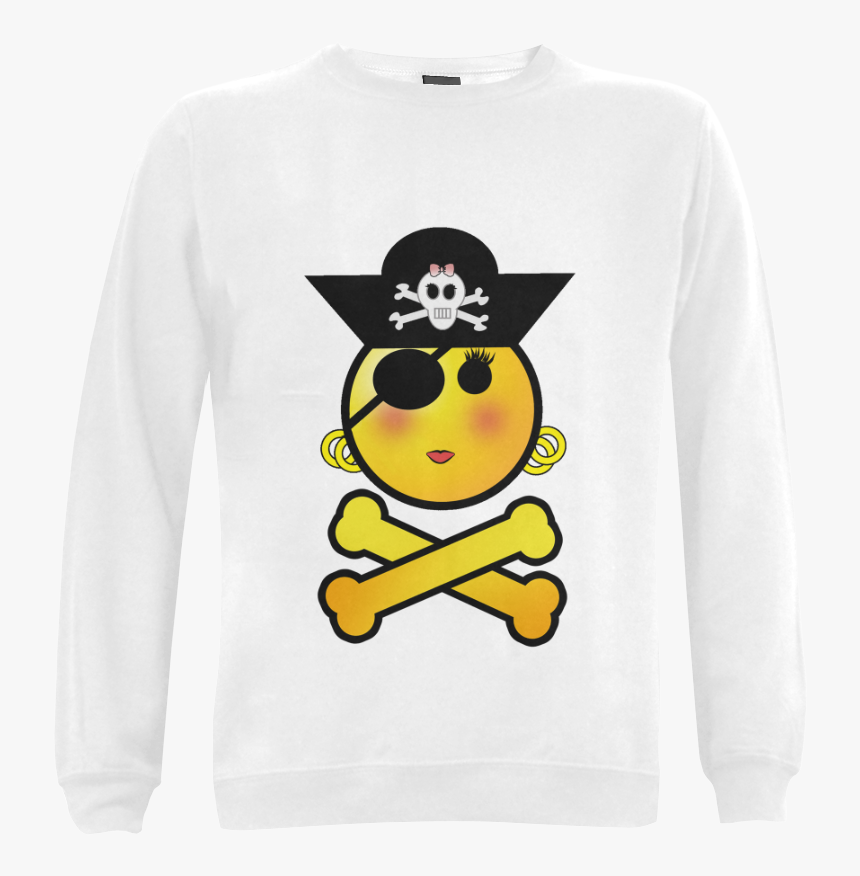 Smiley Emoji Girl Gildan Crewneck Sweatshirt (model - Chica Pirata Emoji, HD Png Download