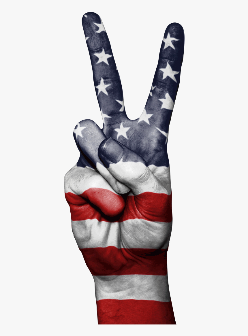 United States Flag Png Image Free Download Searchpng - Red White And Blue Hand Peace Sign, Transparent Png