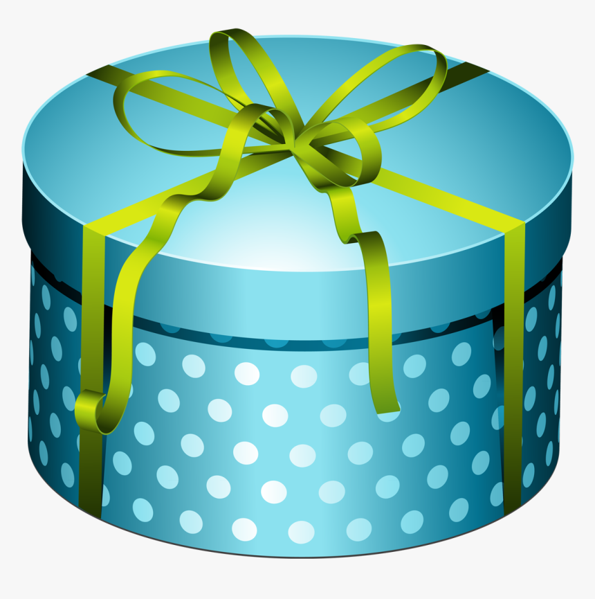 Blue Round Present With Bow Png Image Clipart - Round Gift Clipart, Transparent Png