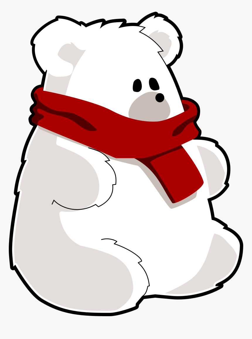 Red Christmas Scarf Png Clipart - Polar Bear With Scarf, Transparent Png