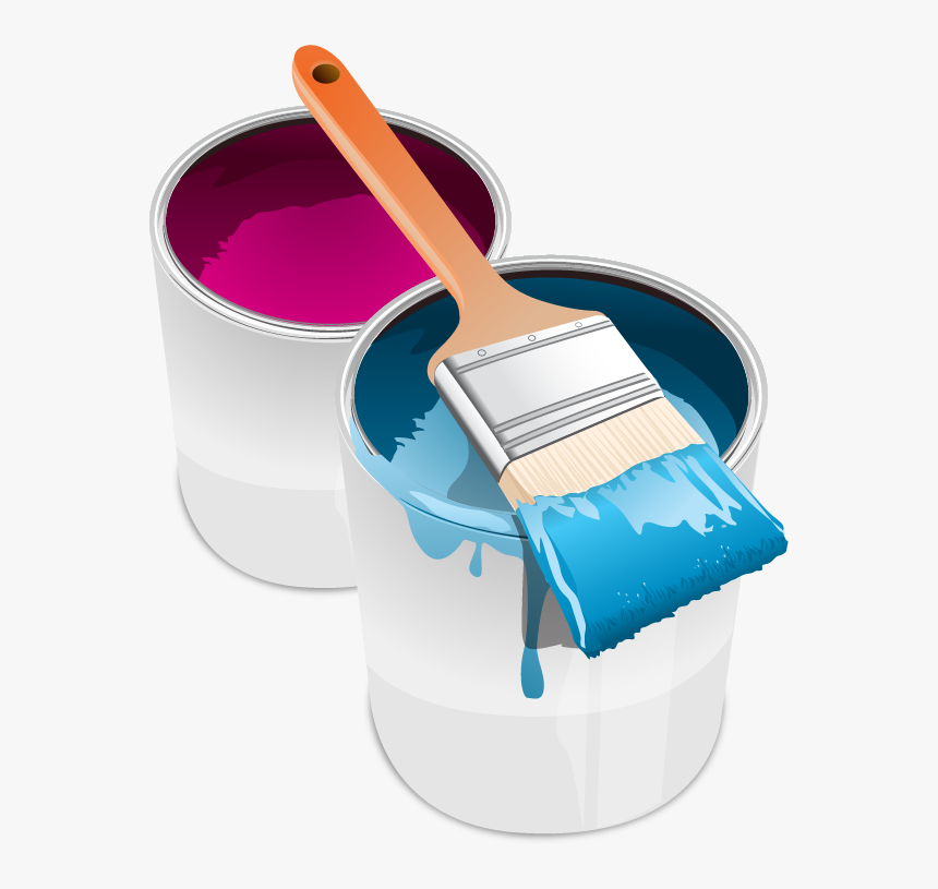 Paint Tin Can Brush Clip Art - Paint Can And Brush, HD Png Download