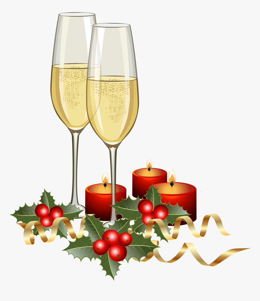 Champagne Transparent Christmas - Christmas Champagne Clipart, HD Png Download