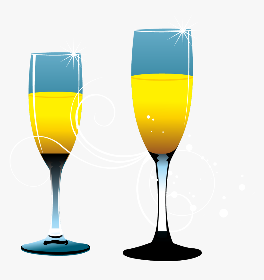 Champagne Glass Yellow - Wine Glass, HD Png Download