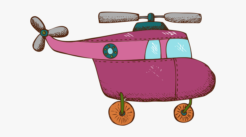 Painted Helicopter Airplane Aircraft Red Free Transparent - Helicoptero Rosa Png, Png Download