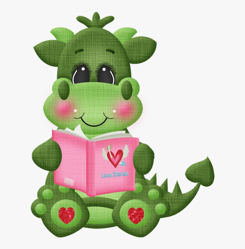 Face For Dino Teeth Brushing & Hair Combing - Valentine Clipart Dragons, HD Png Download
