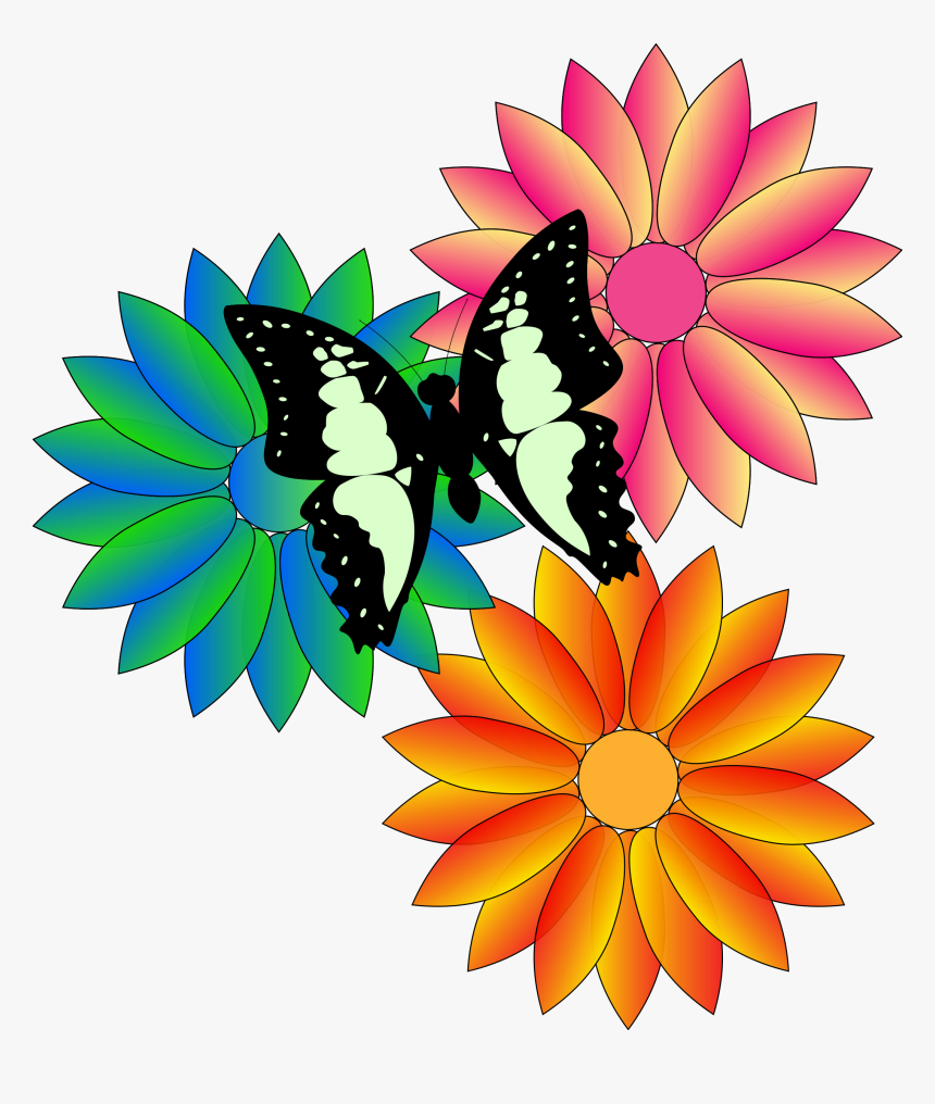 Butterfly And Flower Clip Art, HD Png Download