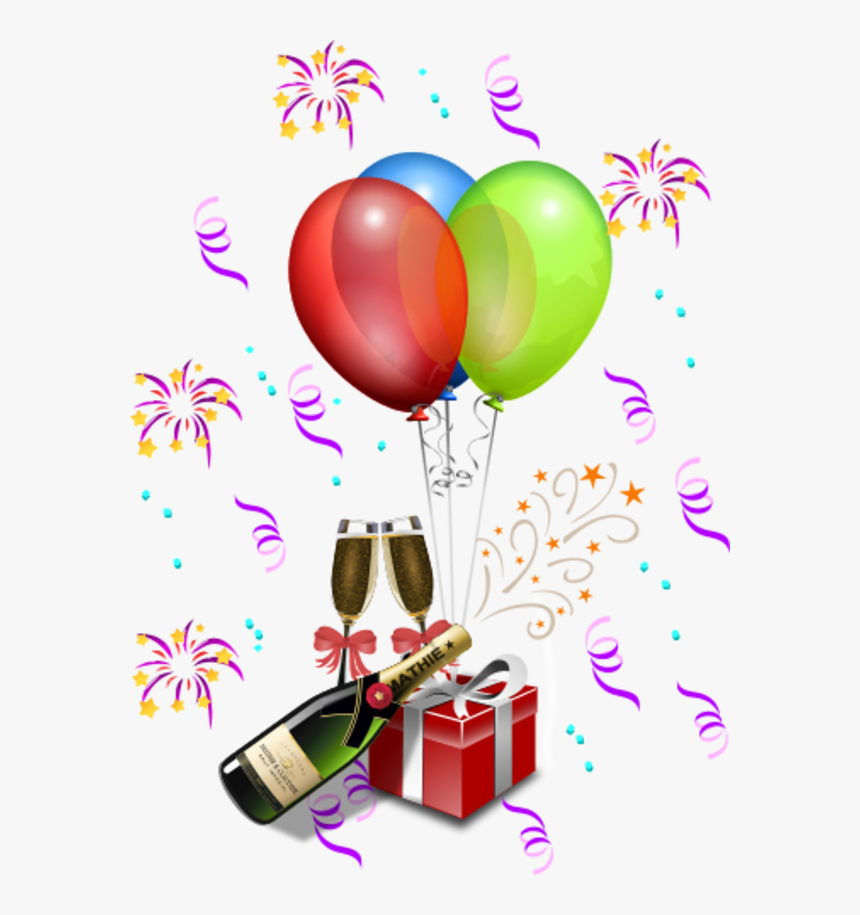 Champagne With Gift Boxes And Balloons - Present Clip Art, HD Png Download