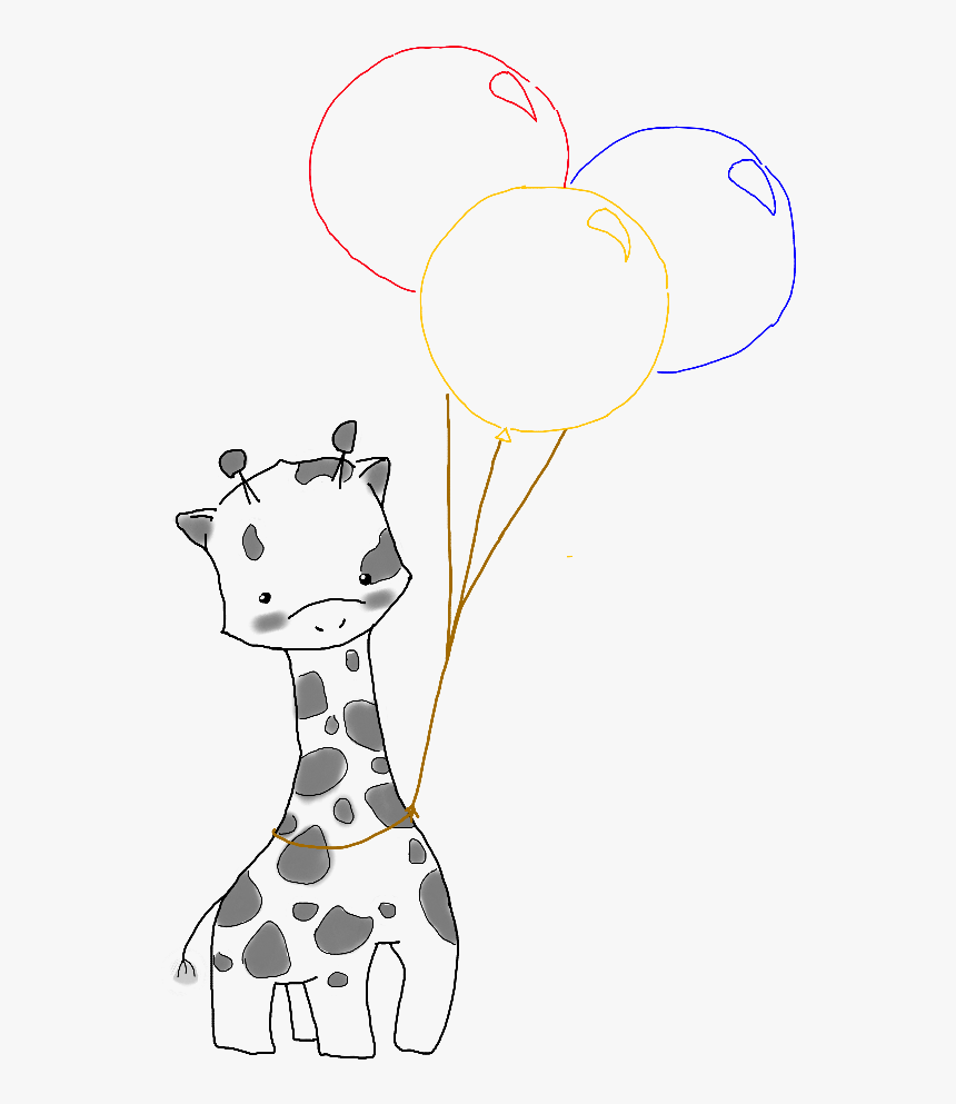 #giraffe #cute #balloons #balloon #drawing #drawnbyme - Cute Balloon Drawing, HD Png Download