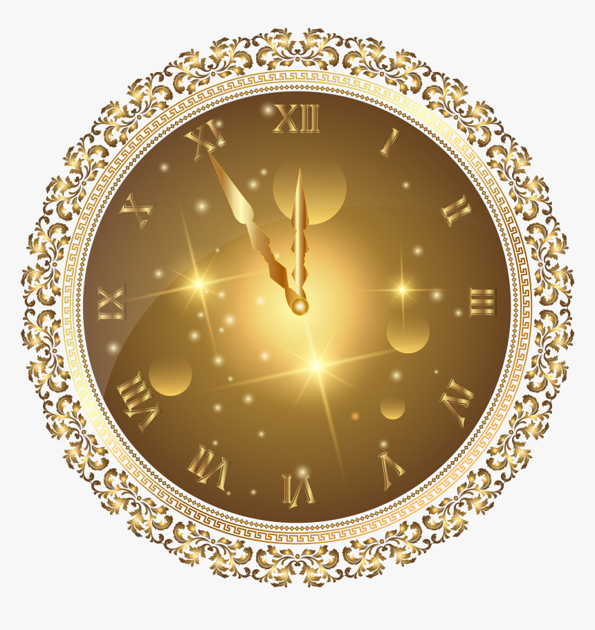 Gold New Year S Clock Png Transparent Clip Art Image - New Year Clock Png, Png Download