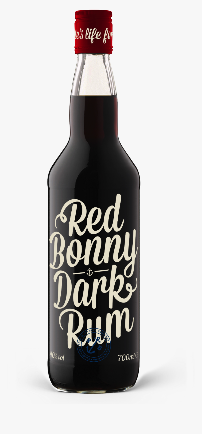 Red Bonny Dark Rum Bottle - Glass Bottle, HD Png Download