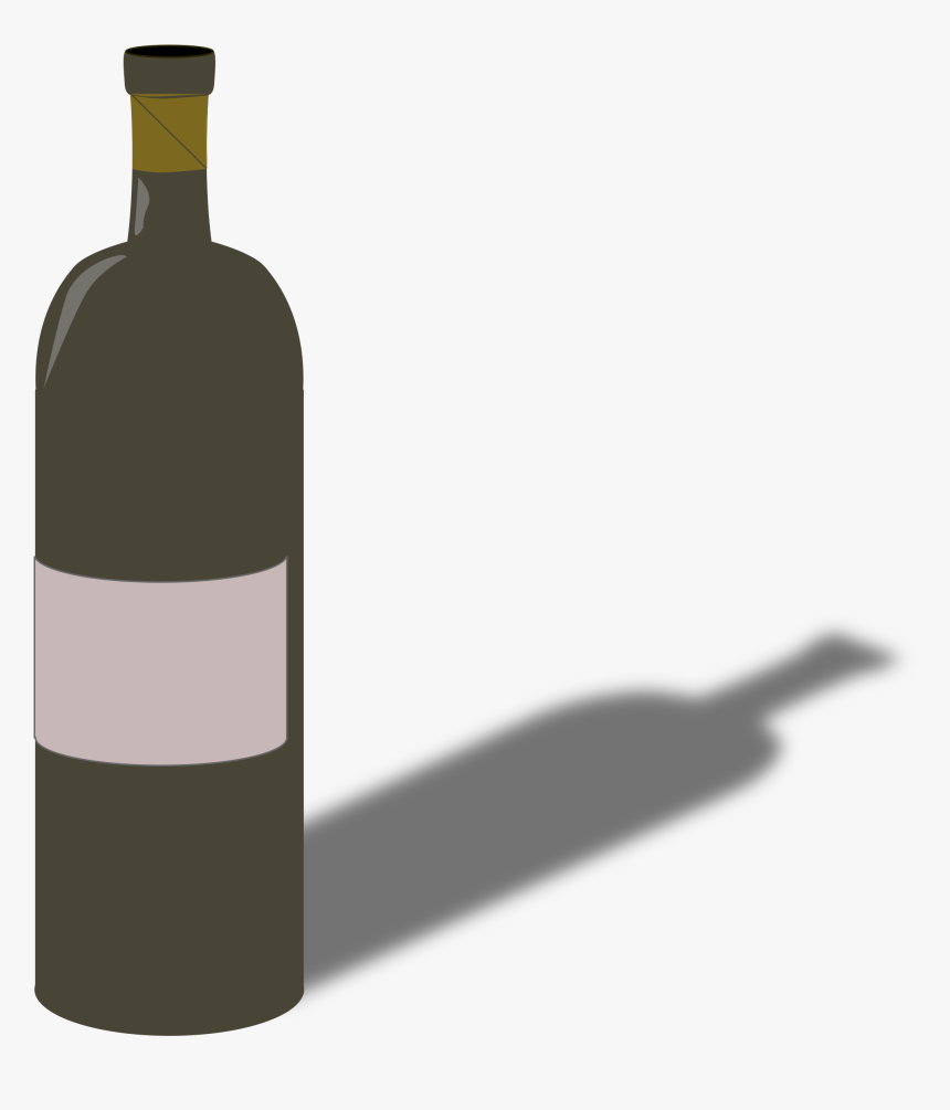 Wine Bottle And Glass Png - Wine Bottle With Shadow .png, Transparent Png