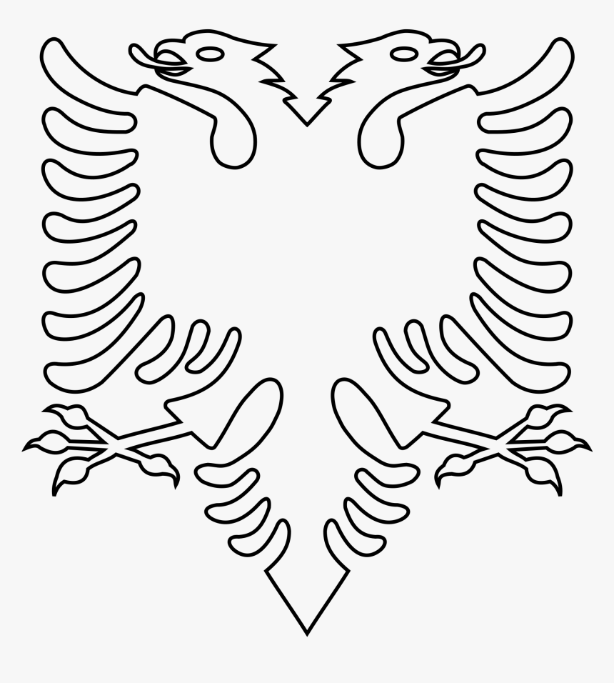 Albanian Eagle No Background Clip Arts - Albanian Flag Black And White, HD Png Download