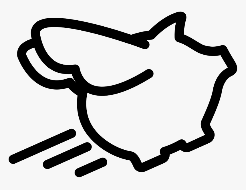 Flying Pig Outline - Pig With Wings Icon, HD Png Download