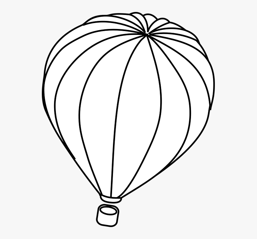 Hot Air Balloon, Balloon, Fly, Vehicle, Outline - Air Balloon White Png, Transparent Png