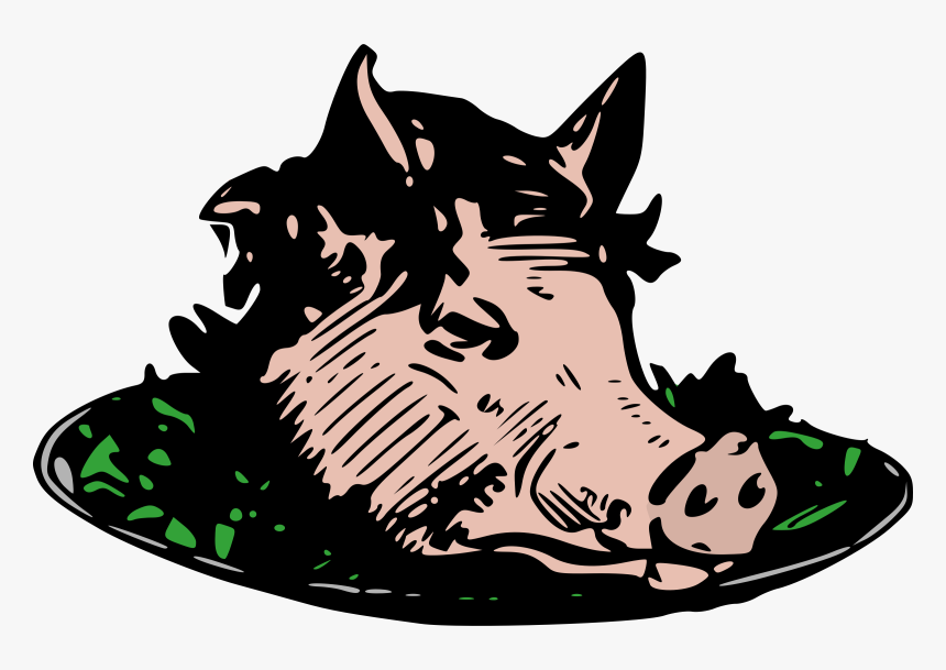 Pig Head Dinner Clip Arts - Pig Head On A Playe, HD Png Download