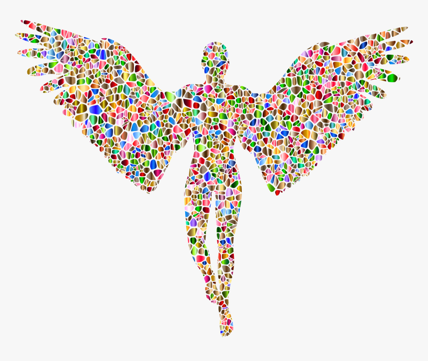 Chromatic Tiled Silhouette No - Transparent Background Angel Clipart, HD Png Download