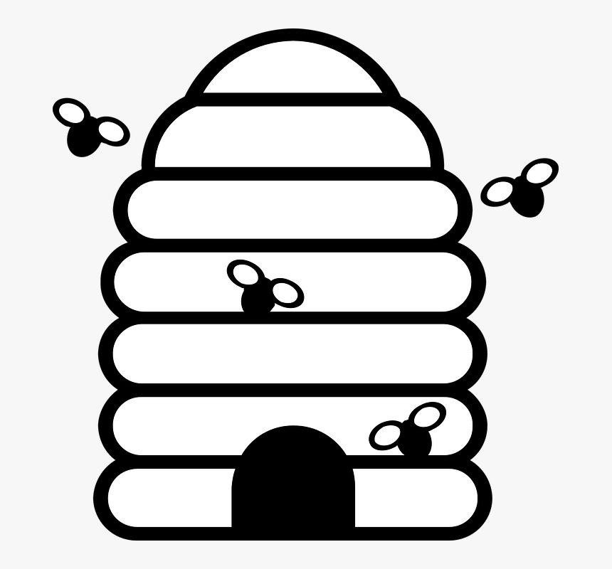 Home, Insect, Bees, Beehive, Flying - Hive Black And White, HD Png Download