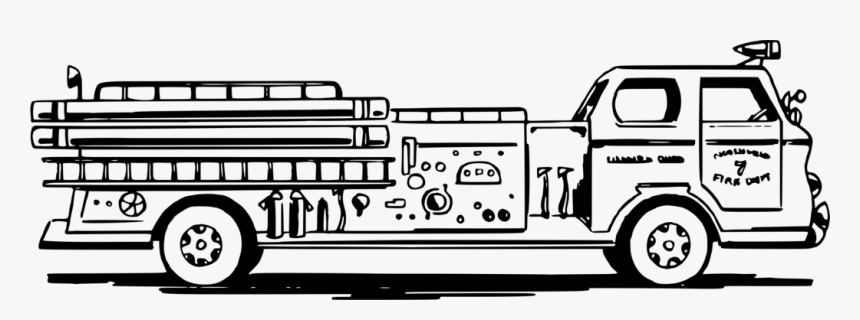 Fire Engine Station Truck - Firetruck Black And White Clip Art, HD Png Download