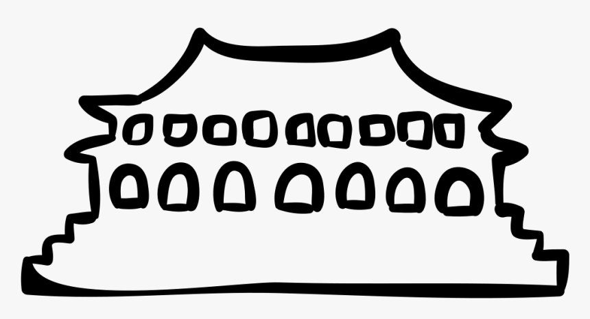 Building Of Oriental Architecture Hand Drawn Outline, HD Png Download
