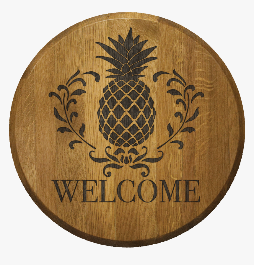 Engraved Barrel Head With A Pineapple And The Word - Pineapple Stencil, HD Png Download