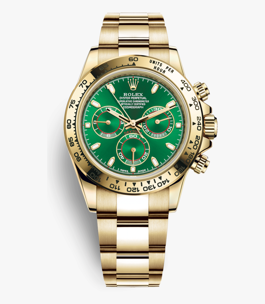 Rolex Oyster Perpetual Cosmograph Daytona 18k Yellow - Rolex Daytona Gold Green Dial, HD Png Download