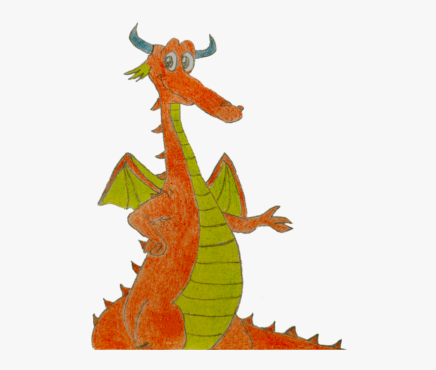 Dragon, Draw, Drawing, Orange, Red, Green, Eyes - Dragon Desen Pt Copii, HD Png Download