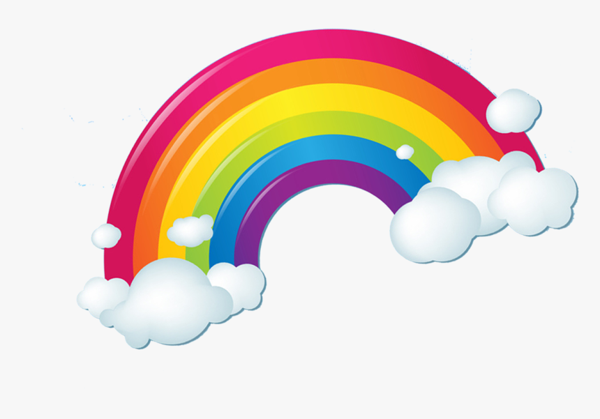 Transparent Cheer Megaphones Clipart - Rainbow With Clouds Transparent, HD Png Download