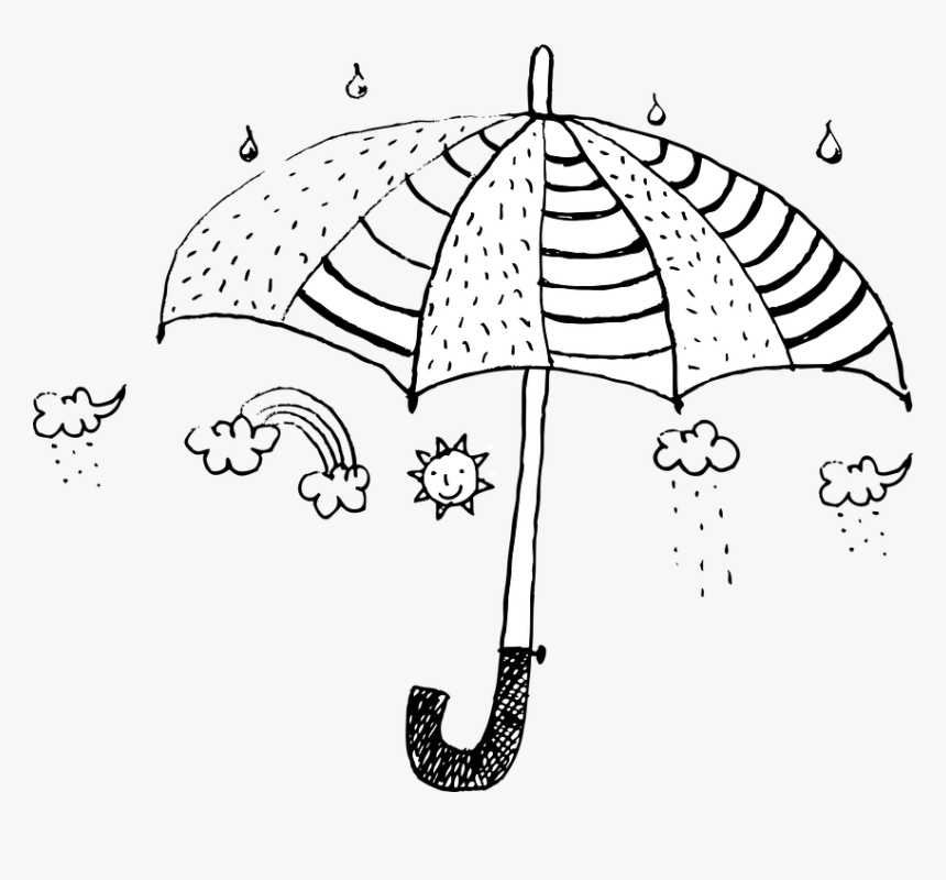 Hand Painting, Umbrella, Non, Cloud, Sea, Rainbow - Png รูป วาด, Transparent Png