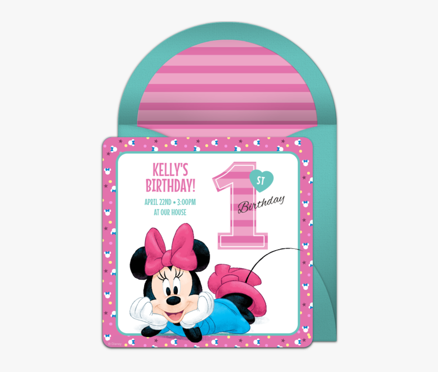 1st Birthday Birthday Invitation Card Minnie Mouse, HD Png Download