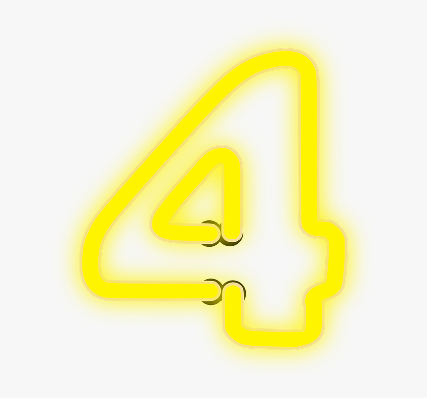 Neón, 4, Luces, Número, Amarillo, Eléctrica - Numero 4 Neon Png, Transparent Png