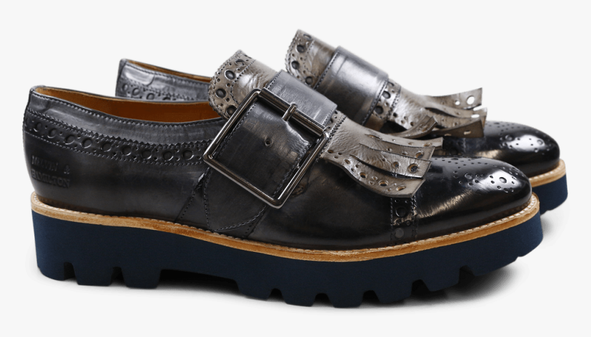 Monks Amelie 52 London Fog Kilty Smoke Buckle Gunmetal - Leather, HD Png Download