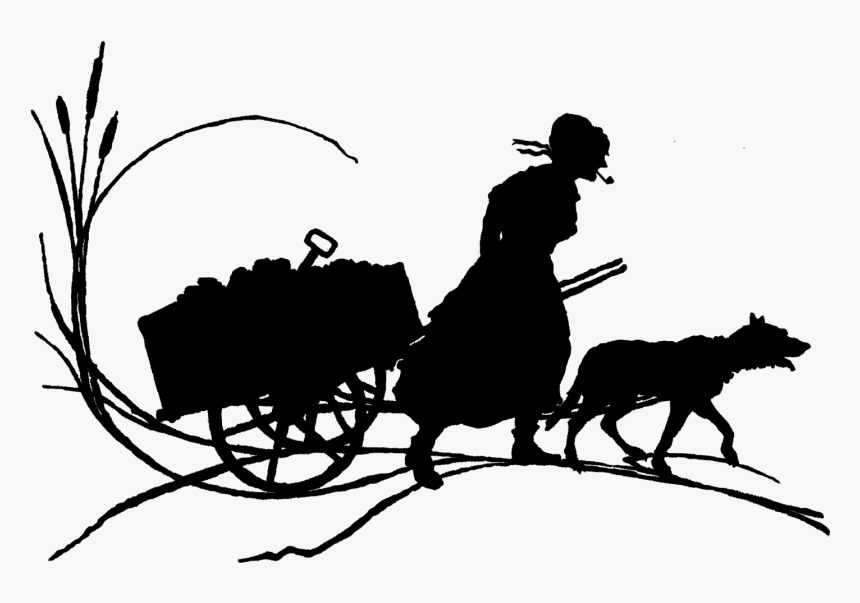 Silhouette Woman Dog Vintage - Silhouette, HD Png Download