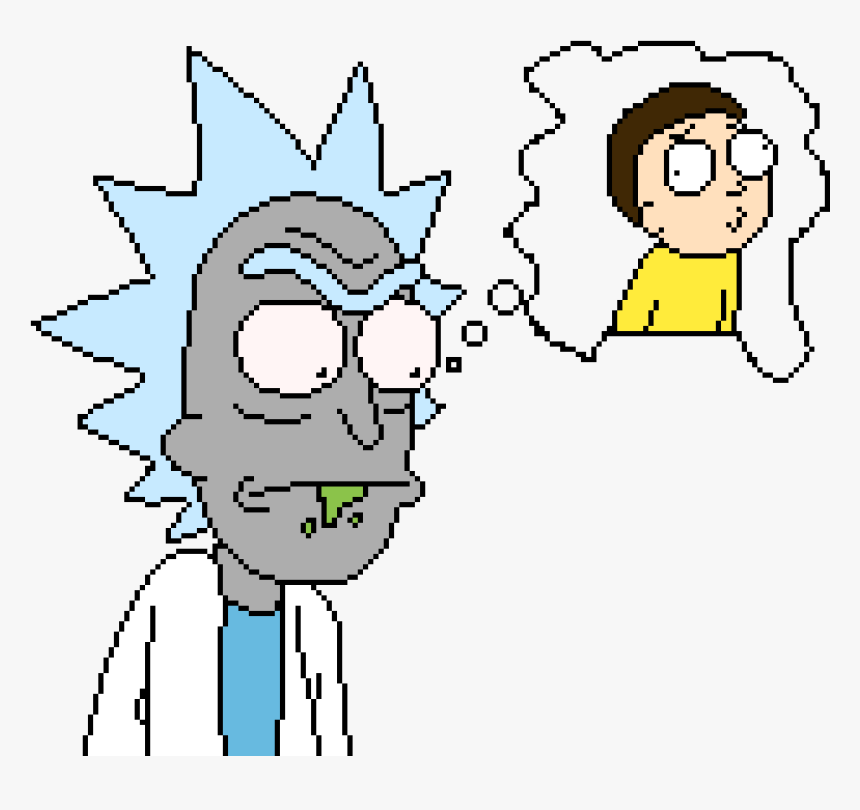 Rick Thinking Of Morty - Cartoon, HD Png Download