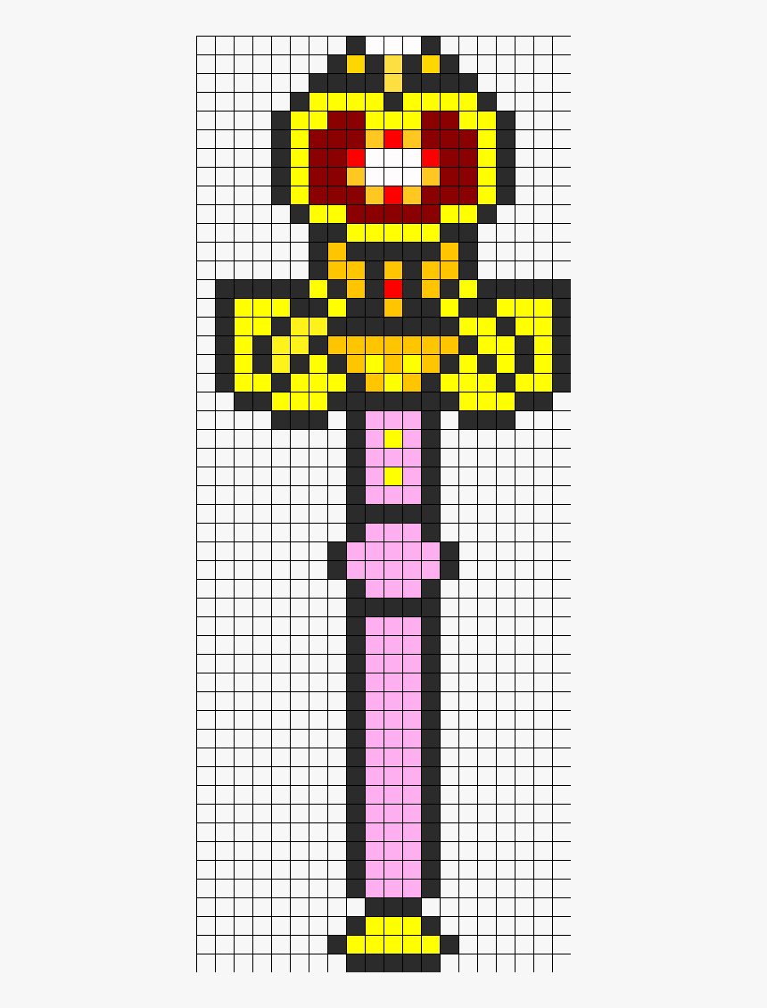 Sailor Moon Heart Wand Perler Bead Pattern / Bead Sprite - Perler Beads Templates Sailor Moon, HD Png Download
