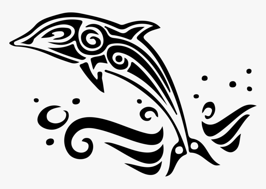 Clipart Black And White Dolphins, HD Png Download