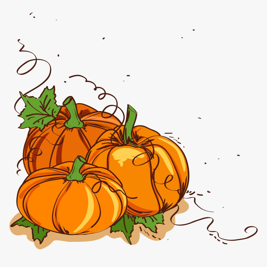 Thanksgiving Dinner Pumpkin Clip Art - Pumpkin With Vines Clipart, HD Png Download