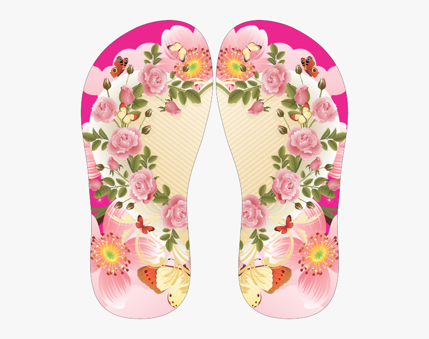 Chinelo Tipo Havaiana Coracao De Flores Rosas Rose Vector Hd Png Download Transparent Png Image Pngitem
