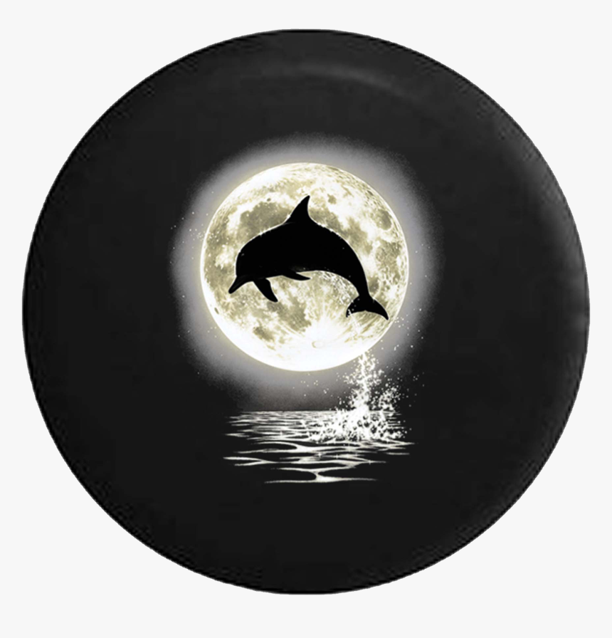 Dolphin Silhouette Full Moon Jumping Ocean Jeep Camper - Dolphins In The Moon, HD Png Download