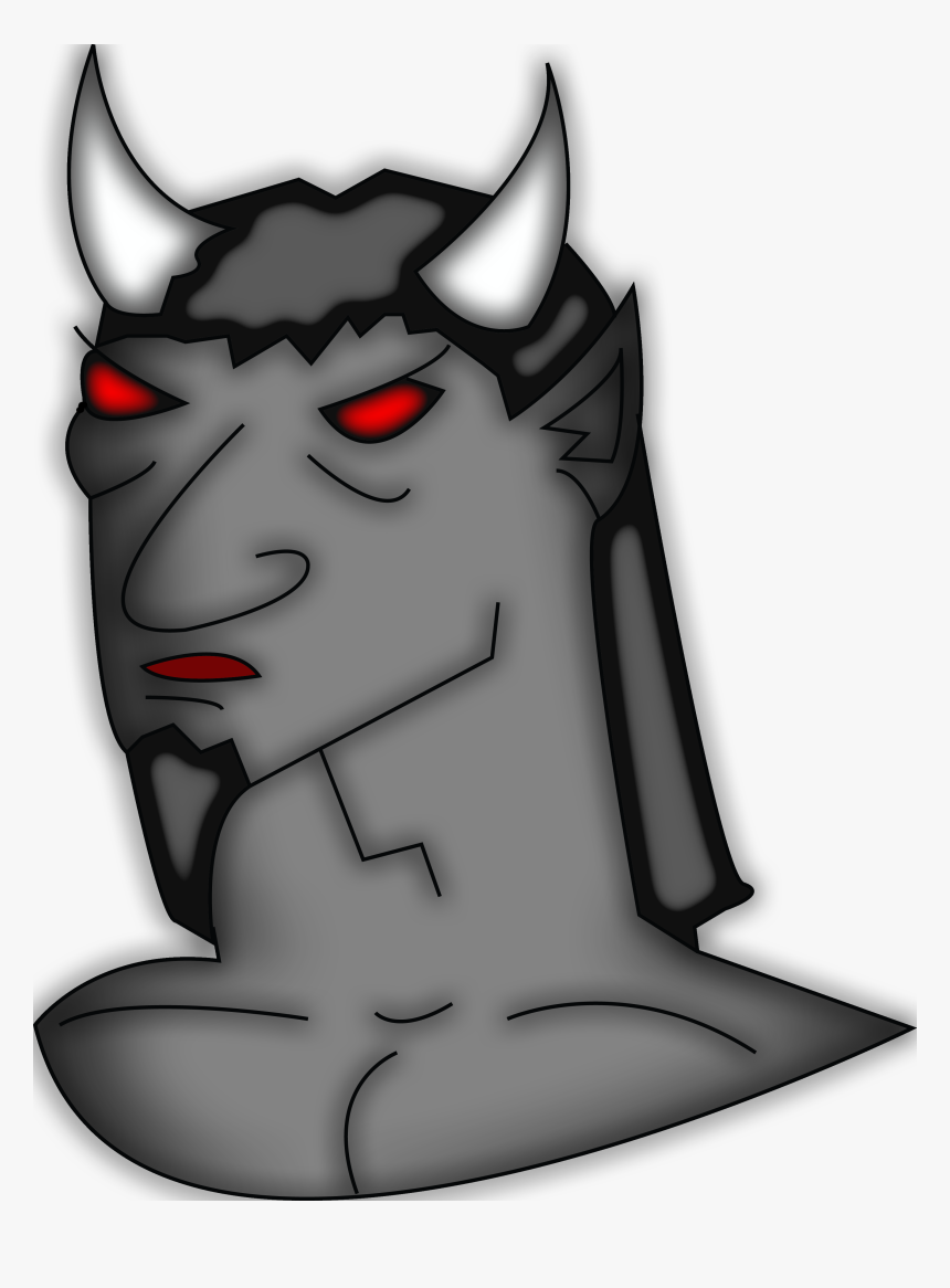 Demon Portrait Full Grey 0 - Cartoon, HD Png Download