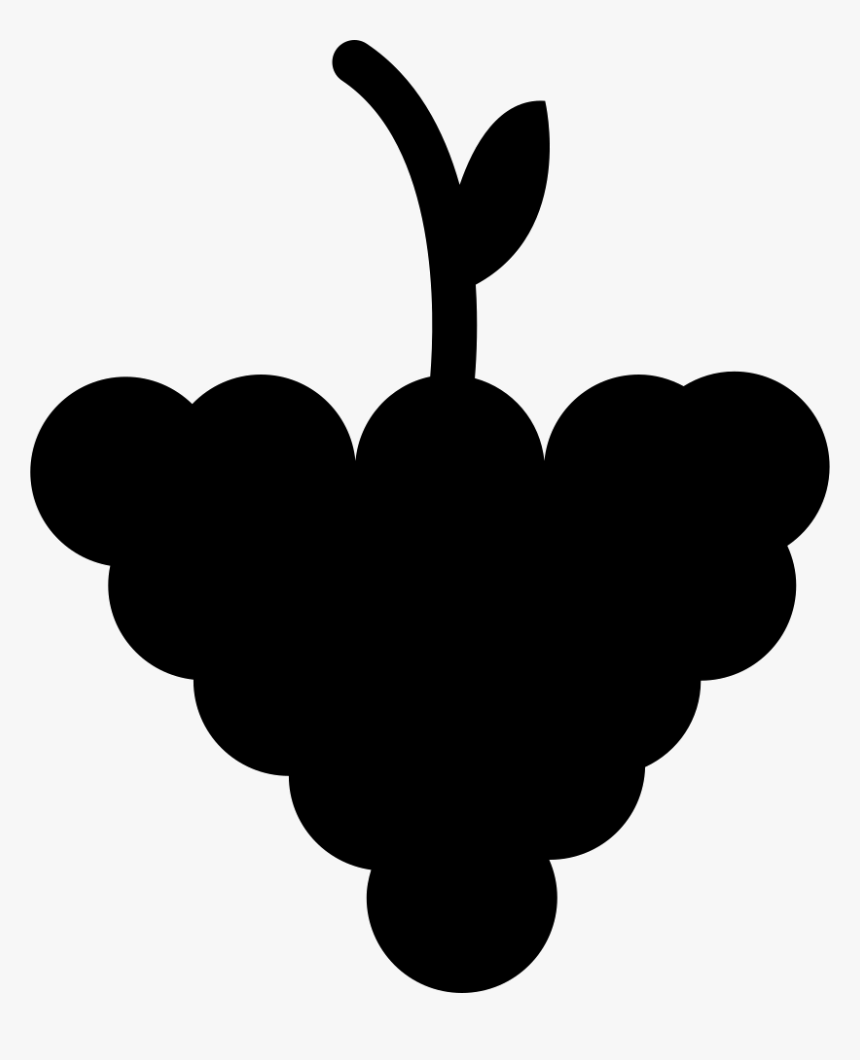Grapes With Stem And Leaf - Grape Fruit Silhouette, HD Png Download