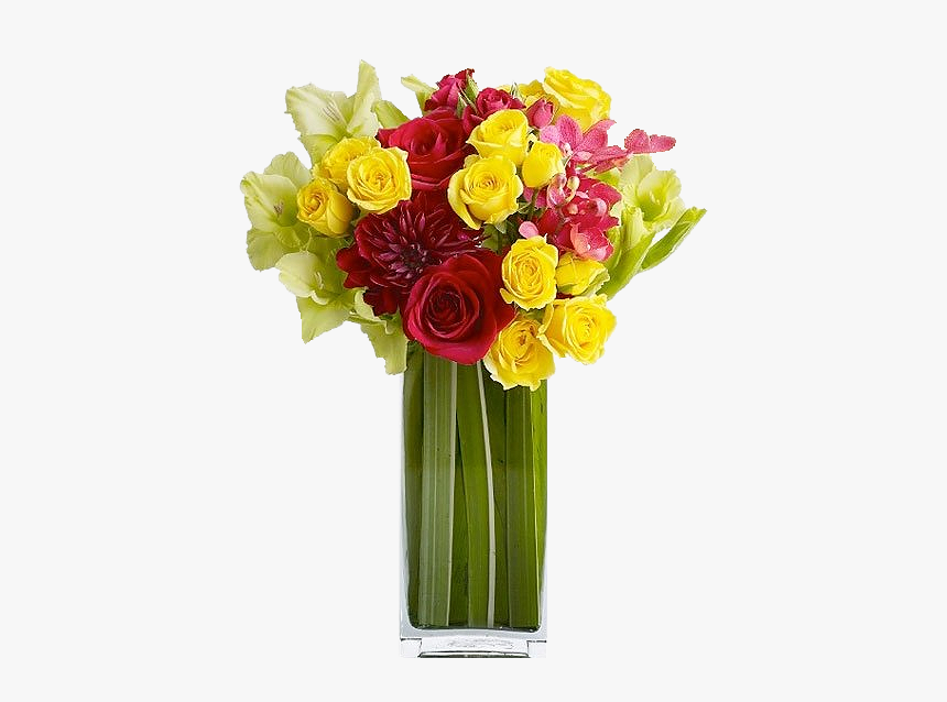 Flores Rosas Vermelhas E Amarelas Dentro Do Vaso D - World Most Beautiful Flowers Vase, HD Png Download