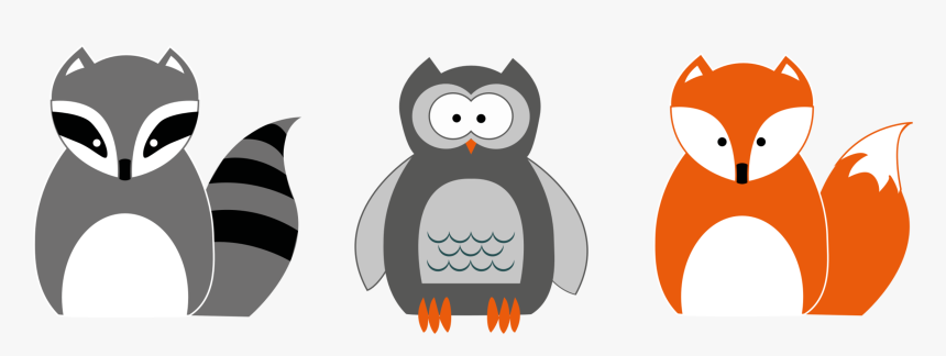 Raccoon Owl Red Fox Bird - Fox And Raccoon Cartoon, HD Png Download