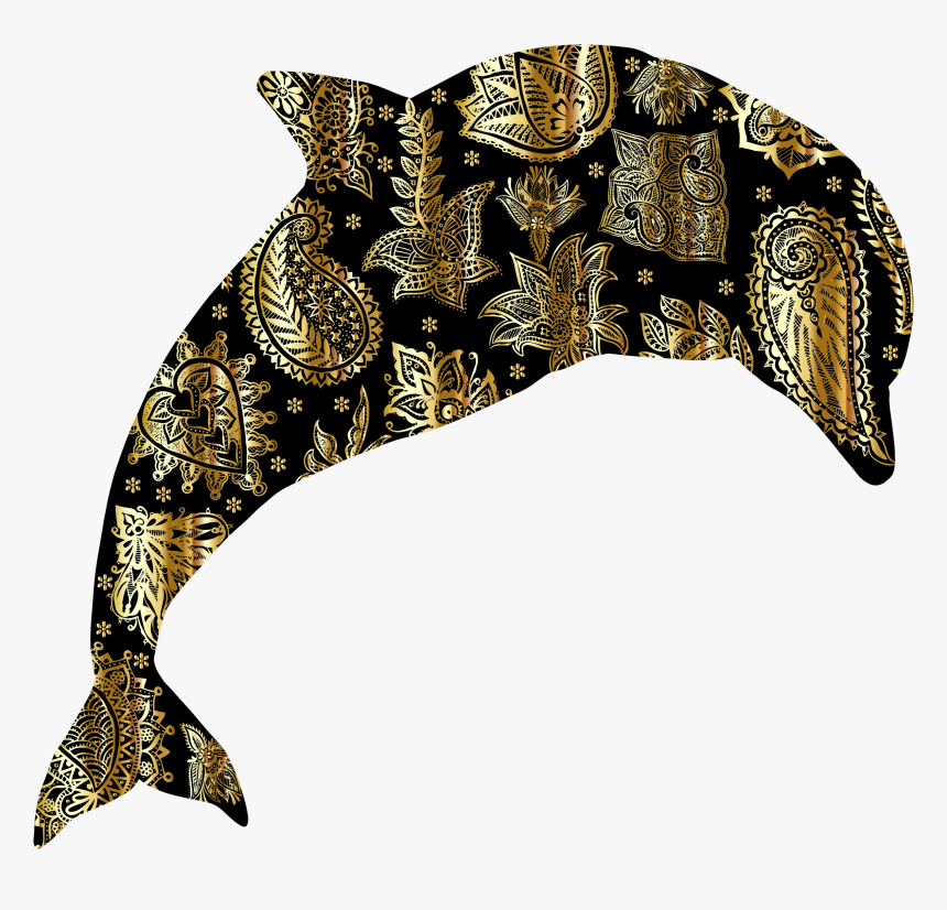 Gold Floral Pattern Dolphin Clip Arts - Clip Art, HD Png Download