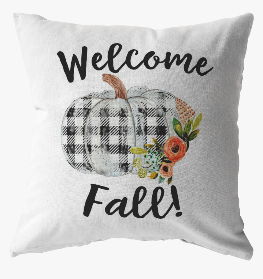 Welcome Fall Buffalo Plaid Pumpkin Pillow - Buffalo Plaid And Pumpkins, HD Png Download